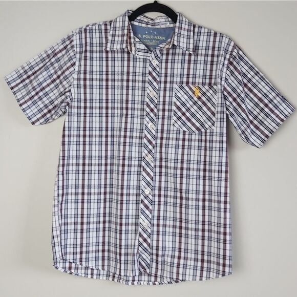 Nwot polo boys plaid button down top 14/16 - Picture 8 of 8